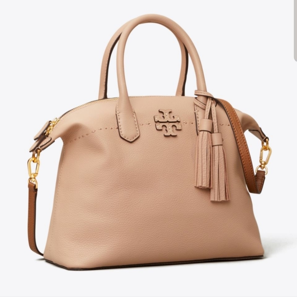 Tory Burch Beige Tassel Satchel